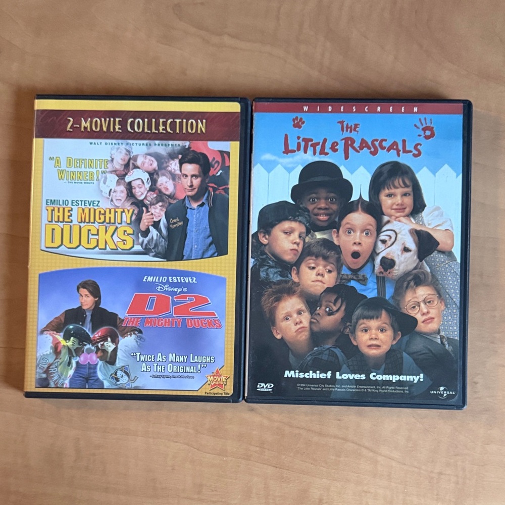 The Mighty Ducks & The Little Rascals DVD Movie Set - Yellow, Blue, Black